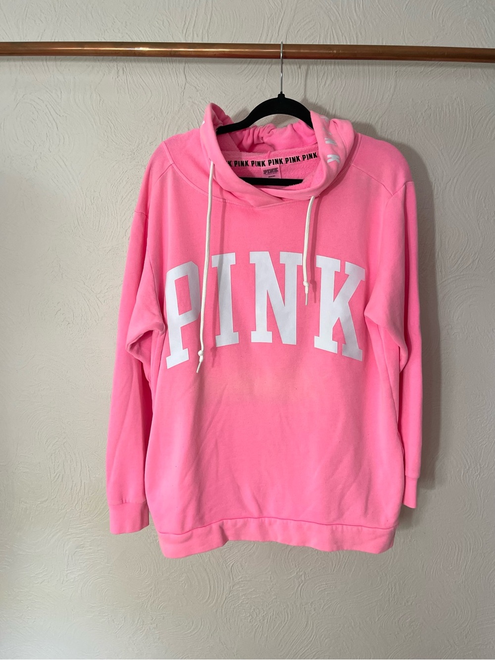 PINK Victoria's Secret Neon Pink Hoodie with White Logo